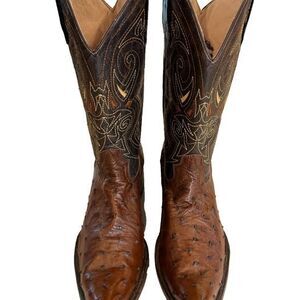 Botas El Malcreado Men Full Quill Ostrich Leather Western Cowboy Boots SZ 9.5